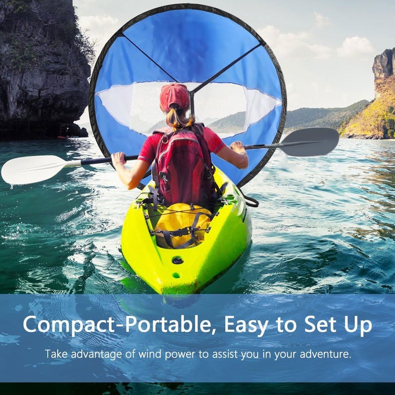 VGEBY 42Inch Wind Sail, Foldable Popup Board Paddle Downwind Sail Kit for Kayaks, Canoes, Inflatable Boats, Paddle Board Kayak Sail PVC Kayak Sail Blue Kayak Sail Kayak Sail Kayak Sail - Image 5